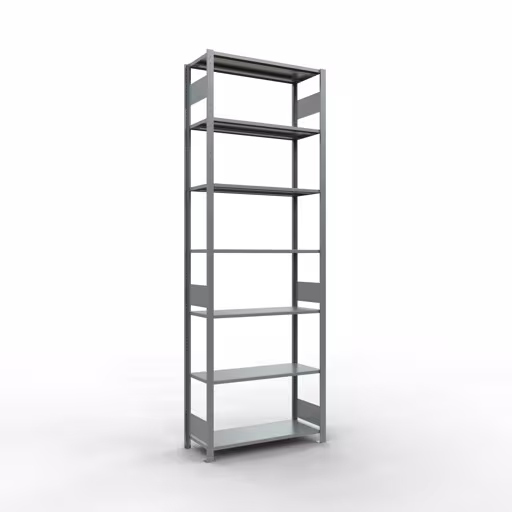 Basisplank, legplank, insteeksysteem MULTIplus150, 3000 x 1000 x 400 mm (HxBxD), 7 legborden, lengtestangen, verzinkt, basisplank, art.nr. 12742-LR