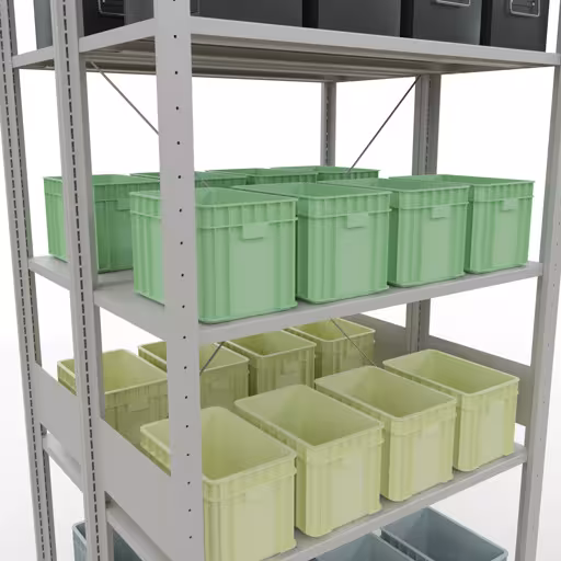 Productafbeelding nr. 10 van het artikel basisplank, dubbele plank, legbord insteeksysteem MULTIplus150, 3000 x 1000 x (2x800) mm, 2x7 legborden, RAL 7035 lichtgrijs uit het assortiment legborden van Schulte Lagertechnik