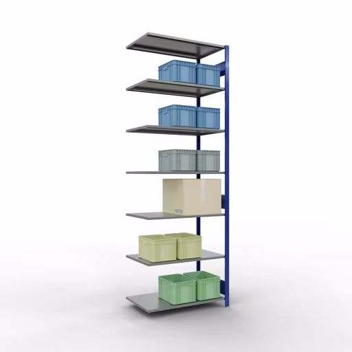 Figuur nr. 13 van het artikel aanbouwrekken, legbordstellingen, insteeksysteem MULTIplus85, 3000 x 1000 x 600 mm, 7 legborden, RAL 5010 gentiaanblauw uit de productgroep insteeksysteem van het merk Schulte Lagertechnik.