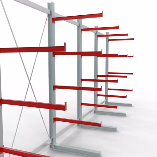 Productafbeelding nr. 12 van artikel K 6000 compleet legbord, eenzijdig, 3000 x 7500 x 1000 mm, RAL 7001 / RAL 3000, 5 opslagniveaus Afbeelding nr. 12 van artikel K 6000 complete stelling, eenzijdig, 3000 x 7500 x 1000 mm, RAL 7001 / RAL 3000, 5 opslagniveaus uit de productgroep draagarmstellingen van Schulte Lagertechnik