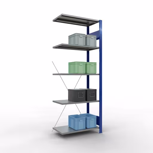 Productafbeelding nr. 6 van het artikel aanbouwplank, legbord, insteeksysteem MULTIplus150, 2000 x 750 x 400 mm, 5 legborden, RAL 5010 gentiaanblauw/verzinkt/verzinkt uit het insteeksysteem-assortiment van Schulte Lagertechnik