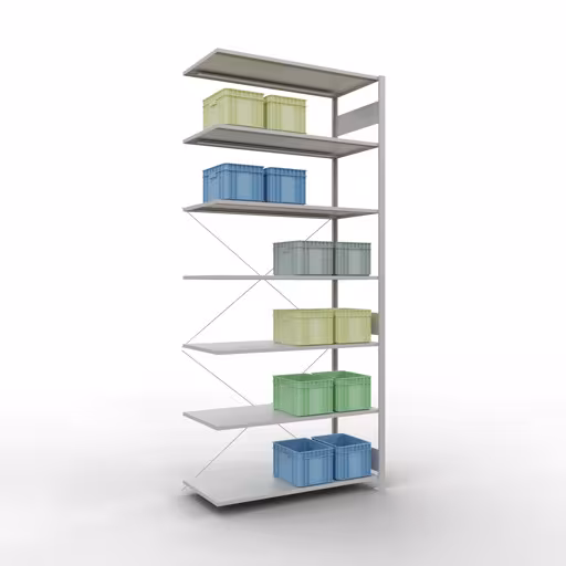 Insteeksysteem opzetplank 3000x1300x600 mm, type 150 kg, lichtgrijs met GTIN 4004514293367 Insteeksysteem opzetplank 3000x1300x600 mm, type 150 kg, lichtgrijs van Schulte Lagertechnik met het artikelnr. 32667-130