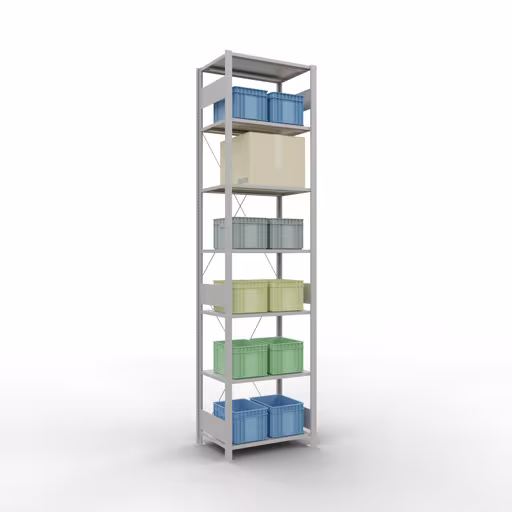 Productafbeelding nr. 6 van het artikel basisplank, legplank, insteeksysteem MULTIplus150, 3000 x 750 x 500 mm, 7 legborden, RAL 7035 lichtgrijs uit het insteeksysteem-assortiment van Schulte Lagertechnik