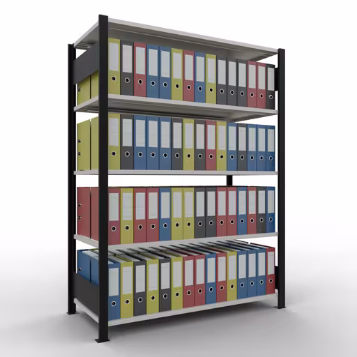 Afbeelding nr. 11 van het artikel, kantoorrekken, insteeksysteem MULTIplus150, 1800 x 1300 x 600 mm, 5 planken, zonder middenaanslag, zwart/lichtgrijs uit de productgroep kantoorrekken van Schulte Lagertechnik