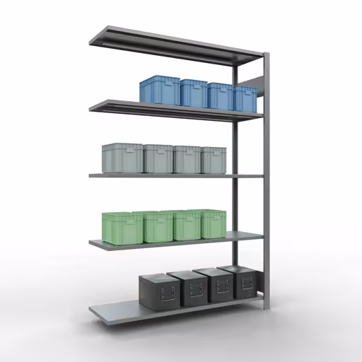 Productafbeelding nr. 13 van het artikel aanbouwplank, legbord, insteeksysteem MULTIplus150, 2000 x 1300 x 400 mm, 5 legborden, verzinkt uit het insteeksysteem-assortiment van Schulte Lagertechnik