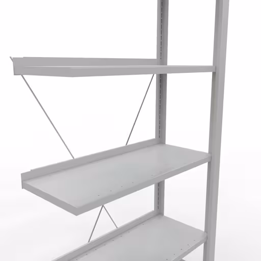 Productafbeelding nr. 11 van het artikel Aanbouwstelling, kantoorstelling, insteeksysteem MULTIplus85, 2000 x 750 x 300 mm, 6 legborden, kruisschoor, met aanslaglijst, lichtgrijs Afbeelding nr. 11 van het artikel, kantoorrekken, insteeksysteem MULTIplus85, 2000 x 750 x 300 mm, 6 planken, met aanslaglijst, lichtgrijs uit de productgroep kantoorrekken van Schulte Lagertechnik