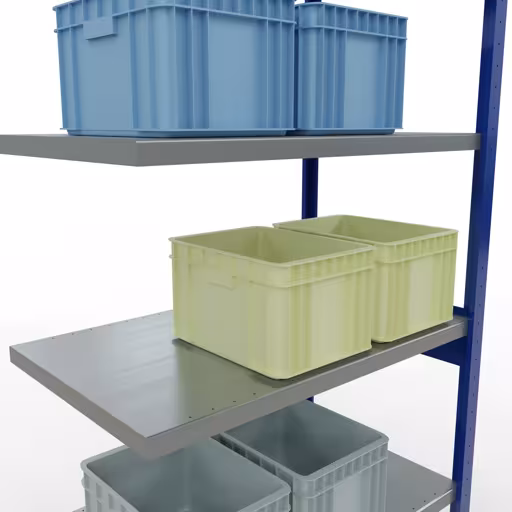 Afbeelding nr. 15 van het artikel aanbouwrekken, legbordstellingen, insteeksysteem MULTIplus330, 2500 x 1000 x 600 mm, 6 legborden, lengtestangen, RAL 5010 gentiaanblauw/verzinkt uit de productgroep insteeksysteem van Schulte Lagertechnik.