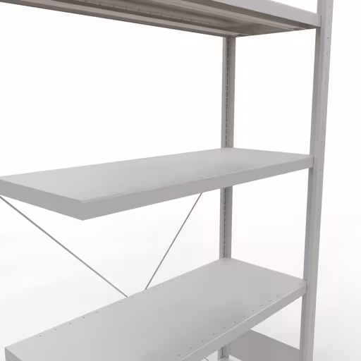 Figuur nr. 13 van het artikel aanbouwrekken, legbordstellingen, insteeksysteem MULTIplus330, 2000 x 1000 x 400 mm, 5 legborden, kruisschoor, RAL 7035 lichtgrijs uit de insteeksysteem productgroep van Schulte Lagertechnik.
