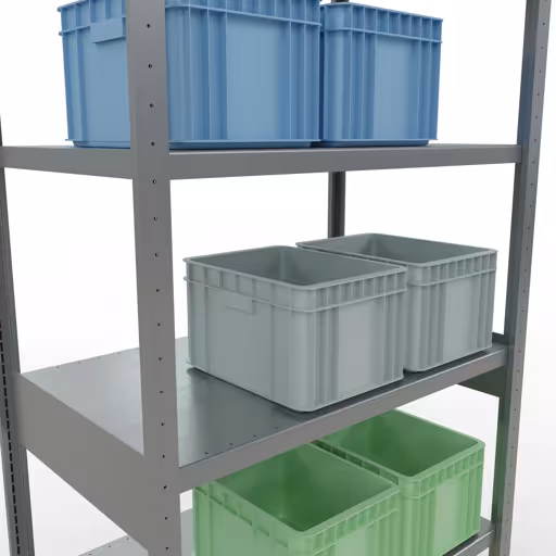 Figuur nr. 12 van het artikel basisrek, legbord, insteeksysteem MULTIplus330, 2500 x 1000 x 600 mm, 6 legborden, lengtestangen, verzinkt uit de insteeksysteem productgroep van Schulte Lagertechnik.