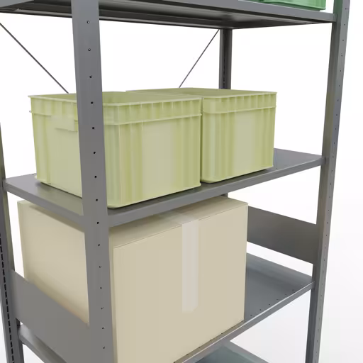 Productafbeelding nr. 11 van het artikel basisplank, legbord, insteeksysteem MULTIplus150, 3000 x 1000 x 500 mm (HxBxD), 7 legborden, kruisschoor, verzinkt Figuur nr. 11 van het artikel basisrek, legplank-insteeksysteem MULTIplus150, 3000 x 1000 x 500 mm, 7 legborden, verzinkt uit de productgroep insteeksysteem van het merk Schulte Lagertechnik.