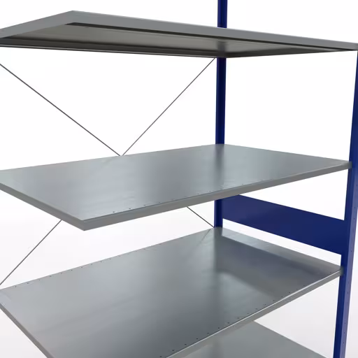 Aanbouwrekken, rekken, insteeksysteem MULTIplus150, 3000 x 1300 x 800 mm, 7 legborden, kruisschoor, RAL 5010 gentiaanblauw/verzinkt van Schulte Lagertechnik uit de categorie insteeksystemen