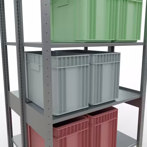 Figuur nr. 13 van het artikel basisplank, dubbele plank, legplank-insteeksysteem MULTIplus150, 2500 x 1000 x (2x400) mm, 2x6 legborden, lengtestangen, verzinkt uit de productgroep legborden van Schulte Lagertechnik.