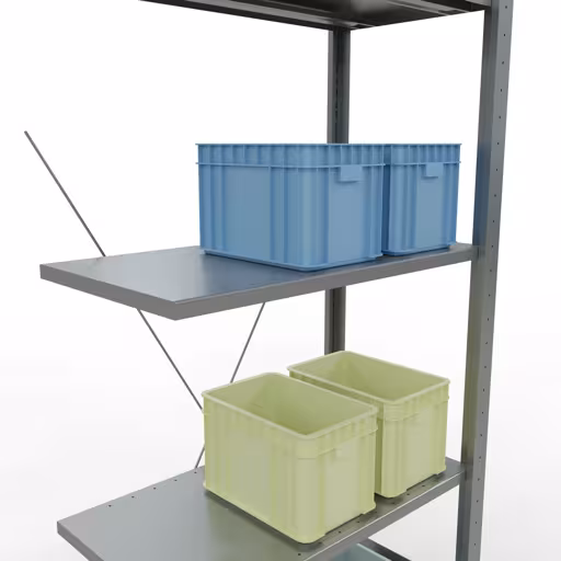 Aanbouwrekken, rekken, insteeksysteem MULTIplus150, 2000 x 750 x 400 mm (HxBxD), 5 legborden, kruisschoor, verzinkt uit de categorie aanbouwrekken met de GTIN 4004514204936 Aanbouwrekken, rekken, insteeksysteem MULTIplus150, 2000 x 750 x 400 mm, 5 legborden, kruisschoor, verzinkt van Schulte Lagertechnik uit het assortiment insteeksysteem