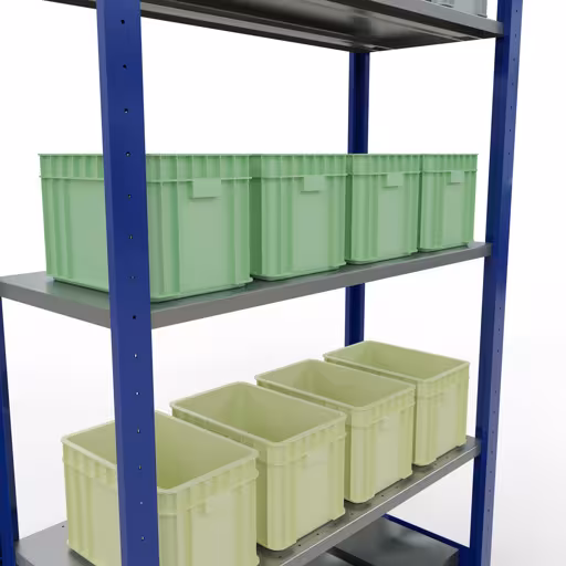 Figuur nr. 10 van het artikel basisrek, legplank-insteeksysteem MULTIplus85, 2000 x 1000 x 400 mm, 5 legborden, RAL 5010 gentiaanblauw uit de productgroep insteeksysteem van Schulte Lagertechnik.