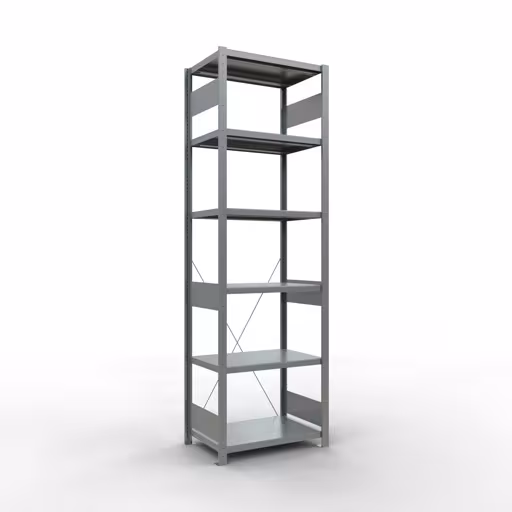 Basisplank, legbord, insteeksysteem MULTIplus250, 2500 x 750 x 500 mm, 6 legborden, kruisschoor, verzinkt van Schulte Lagertechnik uit het assortiment insteeksysteem