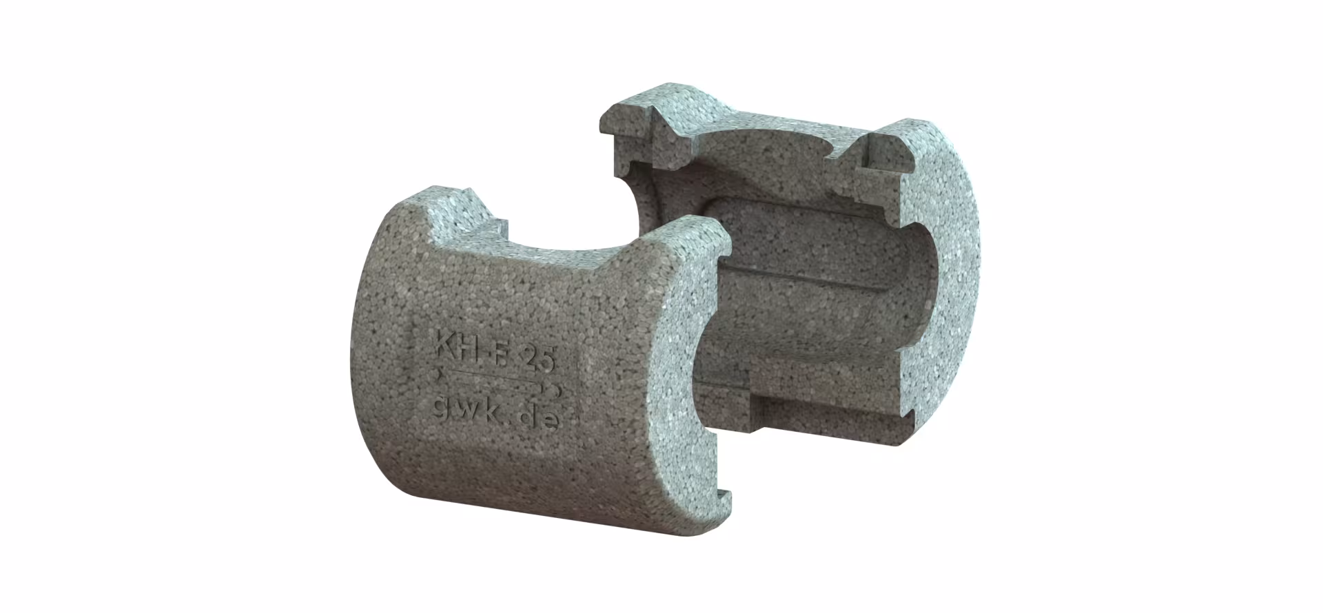 EPP kast serie KH-F DN15 zilvergrijs voor kogelkraan met korte spindel en IG van Kuhlmann GWK EPP kastserie KH-F zilvergrijs voor kogelkraan met korte spindel en binnendraad, fittingisolatie, art.nr. 5232015002