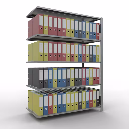 Afbeelding nr. 12 van het artikel, kantoorrekken, insteeksysteem MULTIplus150, 1800 x 1300 x 600 mm, 5 legborden, verzinkt, met middenaanslag uit de productgroep kantoorrekken van Schulte Lagertechnik
