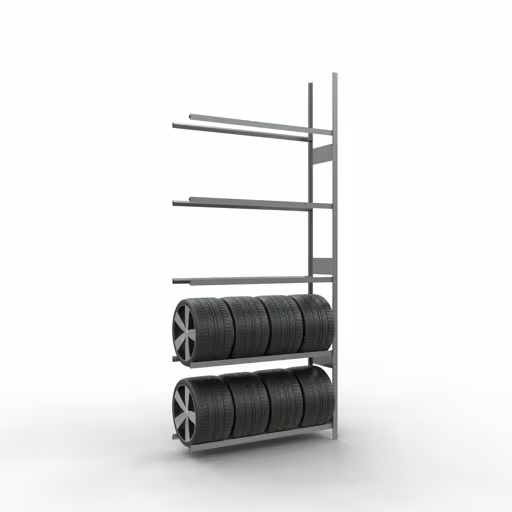 Afbeelding nr. 12 van het artikel aanbouwrek, wielen-/bandenrek, 3500 x 1500 x 400 mm, verzinkt, 5 opslagniveaus met 150 kg vakbelasting per niveau uit de productgroep legbordstellingen van Schulte Lagertechnik