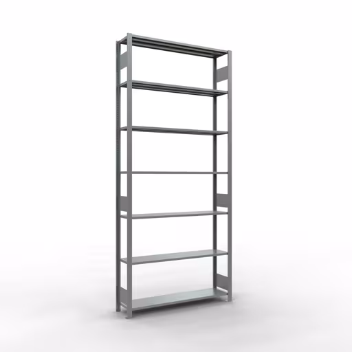 Basisplank, legbord, insteeksysteem MULTIplus150, 3000 x 1300 x 300 mm, 7 legborden, lengtestangen, verzinkt van Schulte Lagertechnik met het artikelnr. 12732-130-LR