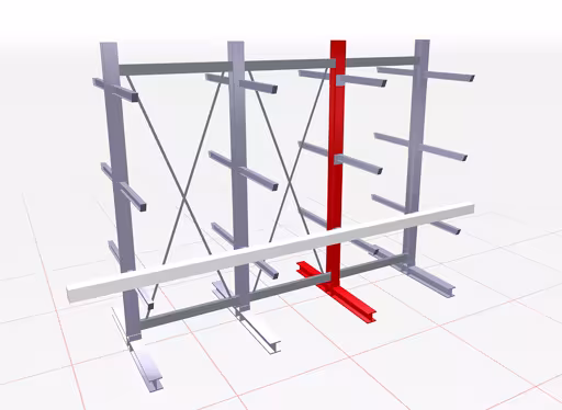 K 6000 draagarmstaander, dubbelzijdig 3500 x 1500 mm, IPE 240, maximale belasting 5000 kg, RAL 7001 uit de categorie K6000 voor zware goederen met GTIN 4058255005970 K 6000 draagarmstelling, dubbelzijdig 3500 x 1500 mm, IPE 240, maximale belasting 5000 kg, RAL 7001 van Schulte Lagertechnik uit het assortiment draagarmstellingen