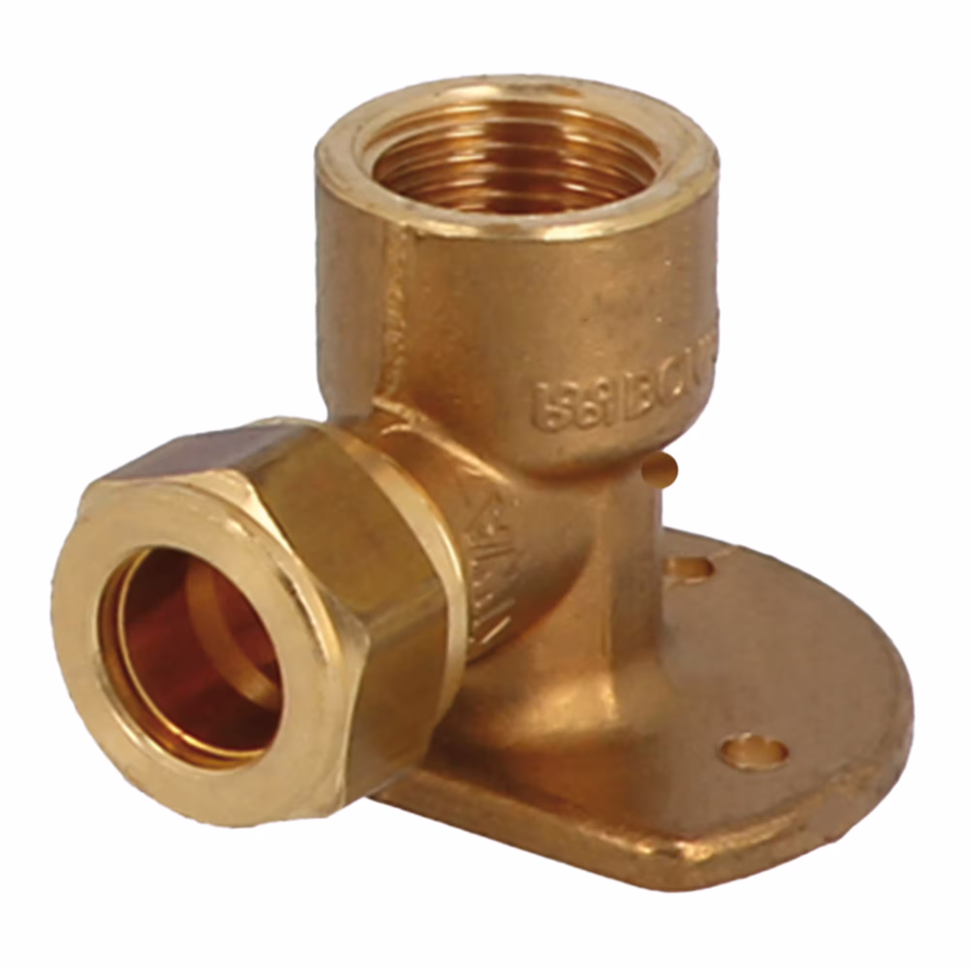 Koperen klemring plafondhoek IG 1/2 inch x 15 mm uit de categorie messing klemringschroeven met GTIN 8058268096589 Plafondbeugel van het merk General Fittings uit de categorie messing knelfittingen