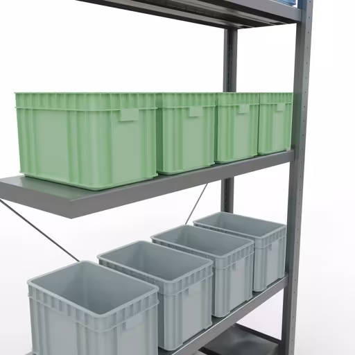 Productafbeelding nr. 13 van het artikel aanbouwplank, legbord, insteeksysteem MULTIplus250, 2000 x 1000 x 300 mm, 5 legborden, dwarsschoor, verzinkt uit het assortiment insteeksysteem van het merk Schulte Lagertechnik