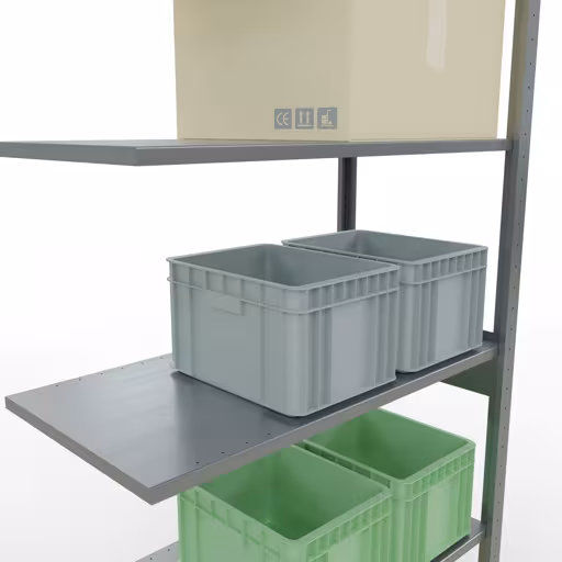Productafbeelding nr. 7 van het artikel aanbouwrekken, legbord-insteeksysteem MULTIplus150, 2500 x 1000 x 500 mm, 6 legborden, verzinkt uit het insteeksysteem-assortiment van Schulte Lagertechnik
