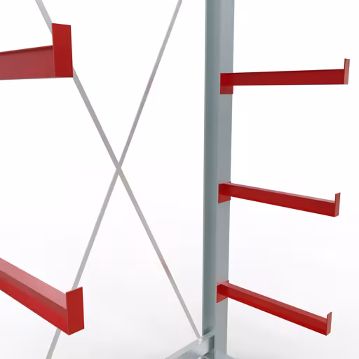 Productafbeelding nr. 12 van artikel K 3000 compleet legbord, eenzijdig, 2500 x 1300 x 600 mm, RAL 7001 / RAL 3000, 5 opslagniveaus Figuur nr. 12 van het artikel K 3000 complete stelling, eenzijdig, 2500 x 1300 x 600 mm, RAL 7001 / RAL 3000, 5 opslagniveaus uit de productgroep draagarmstellingen van Schulte Lagertechnik