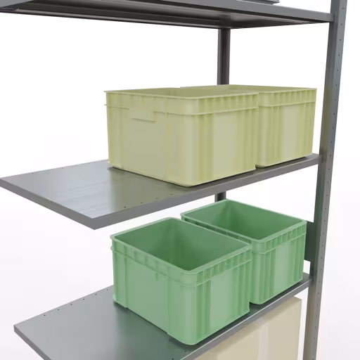 Productafbeelding nr. 12 van het artikel Aanbouwrekken, legbordstellingen, insteeksysteem MULTIplus85, 3000 x 1000 x 500 mm (HxBxD), 7 legborden, lengtestangen, verzinkt Figuur nr. 12 van het artikel aanbouwrekken, legbordstellingen, insteeksysteem MULTIplus85, 3000 x 1000 x 500 mm, 7 legborden, verzinkt uit de productgroep insteeksysteem van het merk Schulte Lagertechnik.