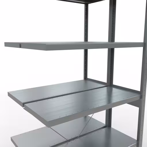 Extra afbeelding van het artikel Aanbouwplank, dubbele plank, legplank-insteeksysteem MULTIplus250, 2500 x 1000 x (2x400) mm, 2x6 legborden, kruisschoor, verzinkt uit dubbele legborden