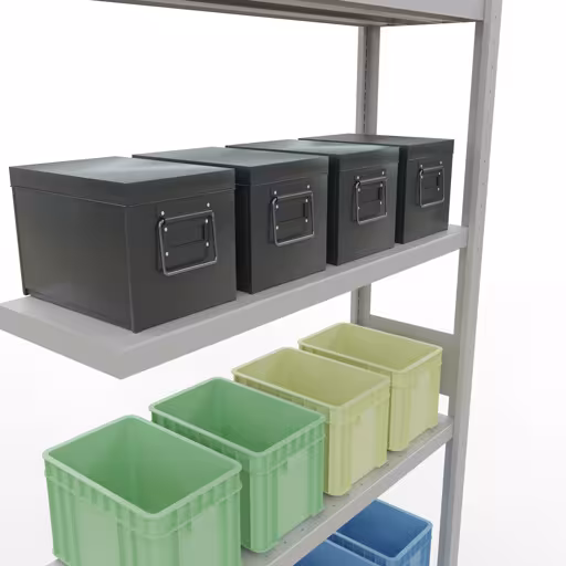 Productafbeelding nr. 13 van het artikel Aanbouwrekken, legbordstellingen, insteeksysteem MULTIplus330, 3000 x 1000 x 300 mm (HxBxD), 7 legborden, lengtestangen, RAL 7035 lichtgrijs Afbeelding nr. 13 van het artikel aanbouwrekken, legbordstellingen, insteeksysteem MULTIplus330, 3000 x 1000 x 300 mm, 7 legborden, lengtestangen, RAL 7035 lichtgrijs uit de productgroep insteeksysteem van Schulte Lagertechnik