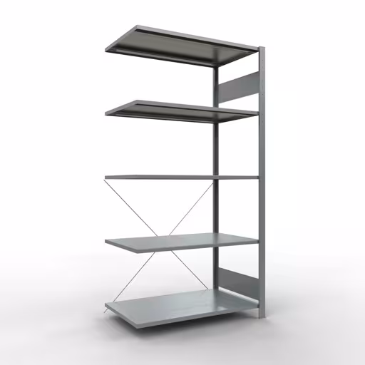 Aanbouwrekken, rekken, insteeksysteem MULTIplus150, 2000 x 1000 x 600 mm (HxBxD), 5 legborden, kruisschoor, verzinkt - Expressline van Schulte Lagertechnik Aanbouwrekken, rekken, insteeksysteem MULTIplus150, 2000 x 1000 x 600 mm (HxBxD), 5 legborden, kruisschoor, verzinkt - Expressline, aanbouwplank, art.nr. 12765-K