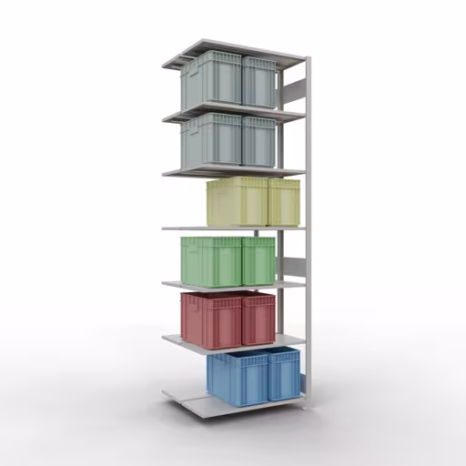 Andere weergave van het artikel Aanbouwplank, dubbele plank, legplank-insteeksysteem MULTIplus150, 3000 x 1000 x (2x400) mm, 2x7 legborden, RAL 7035 lichtgrijs uit de categorie legborden