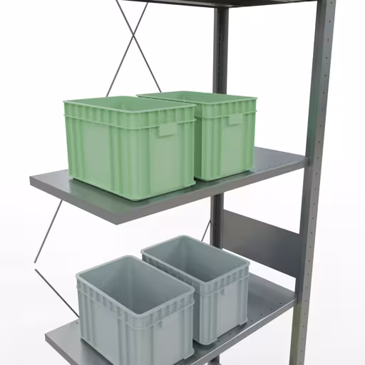 Aanbouwrekken, rekken, insteeksysteem MULTIplus150, 3000 x 750 x 400 mm, 7 legborden, dwarsschoor, verzinkt van Schulte Lagertechnik uit de categorie insteeksystemen