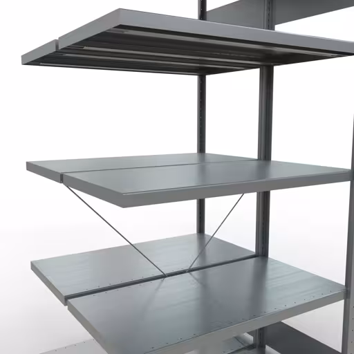 Productafbeelding nr. 14 van het artikel aanbouwplank, dubbele plank, stellingsysteem MULTIplus250, 2000 x 1000 x (2x500) mm, 2x5 planken, kruisschoor, verzinkt uit het assortiment stellingrekken van het merk Schulte Lagertechnik