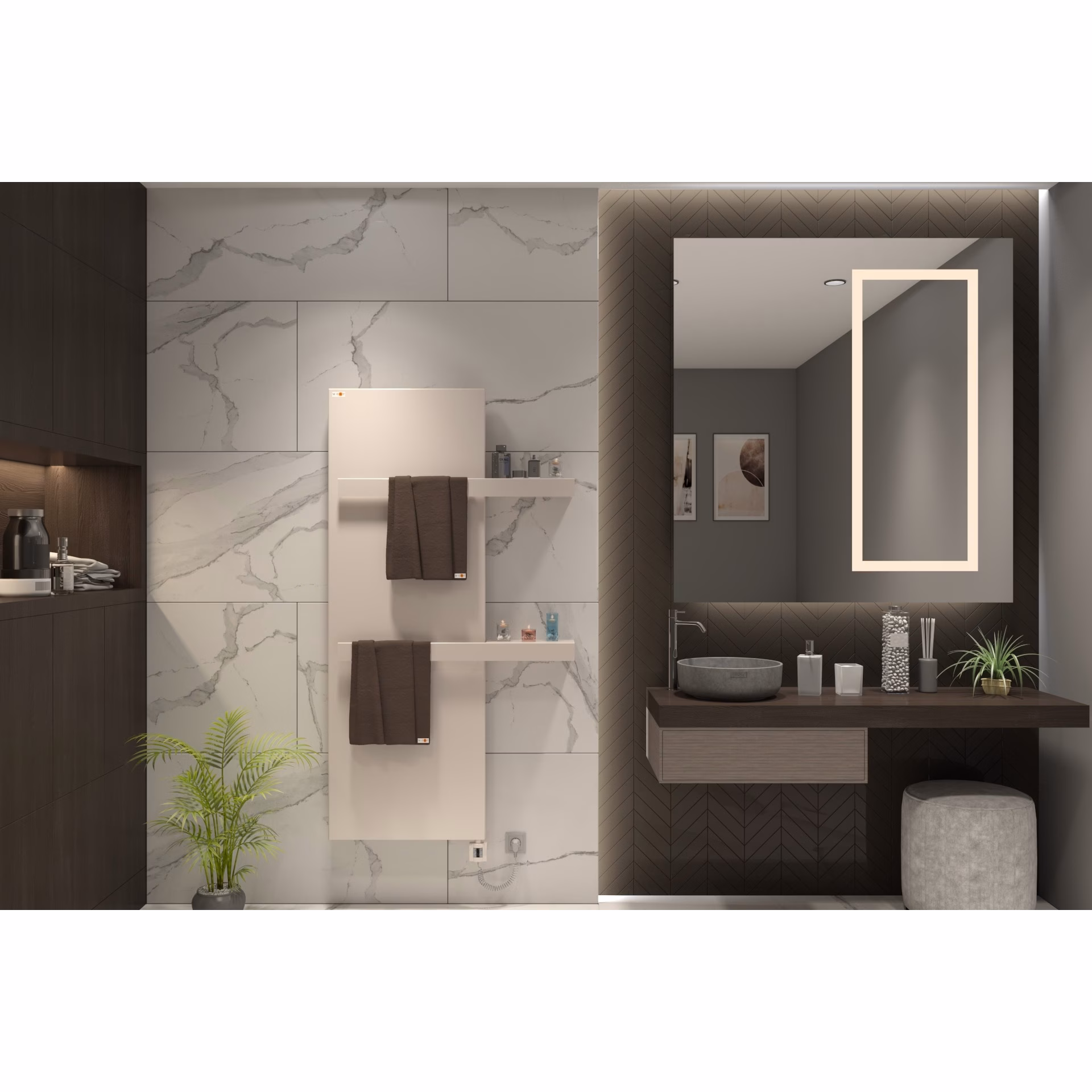 MERT Design Afdekking - Afdekking voor oude badkamerradiatoren van 500x1200 mm, wit