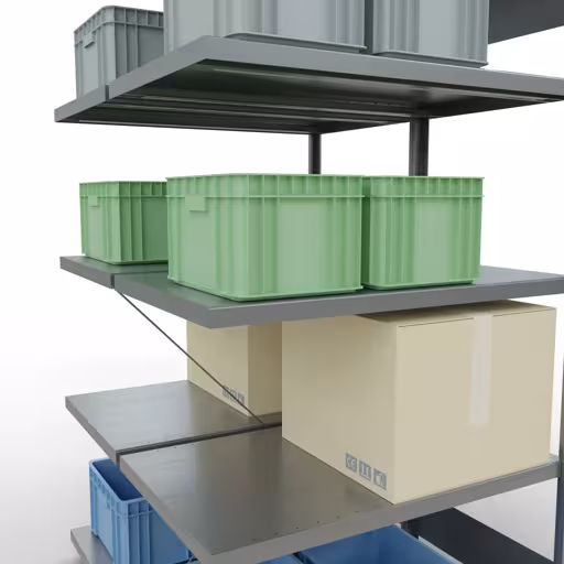 Productafbeelding nr. 14 van het artikel aanbouwplank, dubbele plank, stellingsysteem MULTIplus250, 2000 x 1000 x (2x600) mm, 2x5 planken, dwarsschoor, verzinkt uit het assortiment stellingrekken van het merk Schulte Lagertechnik