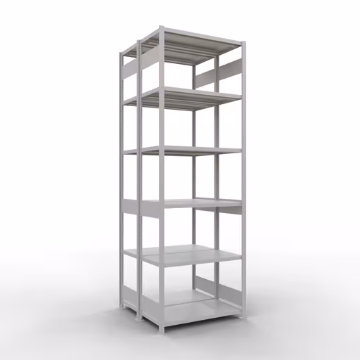 Basisplank, dubbele plank, stellingsysteem MULTIplus250, 3000 x 1000 x (2x500) mm (HxBxD), 2x7 planken, lengtestangen, RAL 7035 lichtgrijs, dubbele planken, art.nr. 33252
