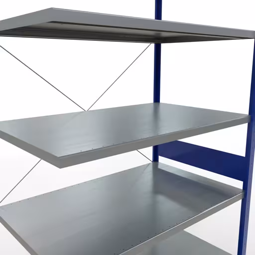 Afbeelding nr. 15 van het artikel aanbouwrekken, legbordstellingen, insteeksysteem MULTIplus250, 3000 x 1300 x 800 mm, 7 legborden, kruisschoor, RAL 5010 gentiaanblauw/verzinkt uit de productgroep insteeksysteem van Schulte Lagertechnik.