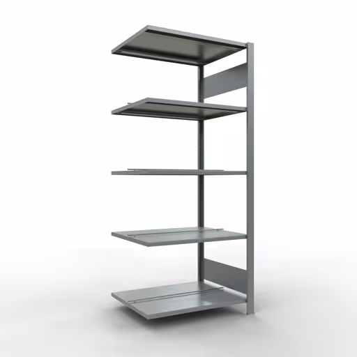 Figuur nr. 15 van het artikel, kantoorrekken, insteeksysteem MULTIplus150, 1800 x 750 x 600 mm, 5 planken, verzinkt, met middenaanslag uit de productgroep kantoorrekken van Schulte Lagertechnik.