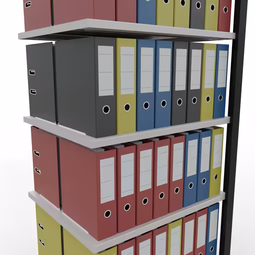 Productafbeelding nr. 12 van het artikel Aanbouwstelling, kantoorstelling, insteeksysteem MULTIplus150, 2300 x 750 x 600 mm, 7 legborden, lengtestangen, zonder middenaanslag, zwart/lichtgrijs Afbeelding nr. 12 van het artikel, kantoorrekken, insteeksysteem MULTIplus150, 2300 x 750 x 600 mm, 7 planken, zonder middenaanslag, zwart/lichtgrijs uit de productgroep kantoorrekken van Schulte Lagertechnik