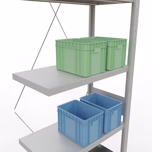 Figuur nr. 13 van het artikel aanbouwrekken, legbordstellingen, insteeksysteem MULTIplus250, 3000 x 750 x 400 mm, 7 legborden, kruisschoor, RAL 7035 lichtgrijs uit de insteeksysteem productgroep van Schulte Lagertechnik.