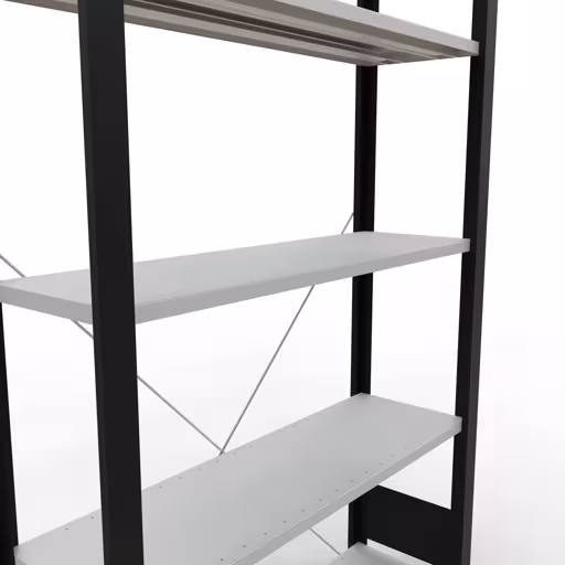 Figuur nr. 7 van het artikel basisrek, kantoorrek, insteeksysteem MULTIplus85, 1800 x 1000 x 300 mm, 5 planken, kruisschoor, zonder aanslaglijst, zwart/lichtgrijs uit de productgroep kantoorrekken van Schulte Lagertechnik.