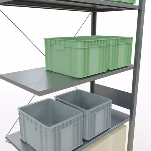 Productafbeelding nr. 15 van het artikel Aanbouwrekken, legbordstellingen, insteeksysteem MULTIplus150, 3000 x 1000 x 500 mm (HxBxD), 7 legborden, kruisschoor, verzinkt Figuur nr. 15 van het artikel aanbouwrekken, legbordstellingen, insteeksysteem MULTIplus150, 3000 x 1000 x 500 mm, 7 legborden, verzinkt uit de productgroep insteeksysteem van het merk Schulte Lagertechnik.