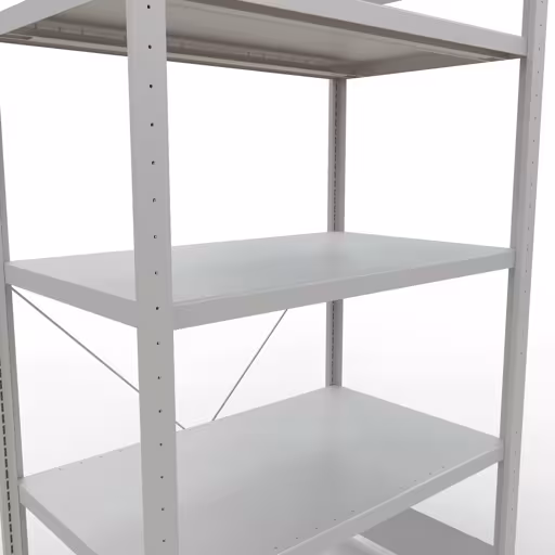 Basisplank, legplank, insteeksysteem MULTIplus250, 2000 x 1000 x 600 mm (HxBxD), 5 legborden, kruisschoor, RAL 7035 lichtgrijs uit de categorie basisplanken met de GTIN 4004514203991 Basisplank, legbord, insteeksysteem MULTIplus250, 2000 x 1000 x 600 mm, 5 planken, kruisschoor, RAL 7035 lichtgrijs van Schulte Lagertechnik uit het assortiment insteeksysteem