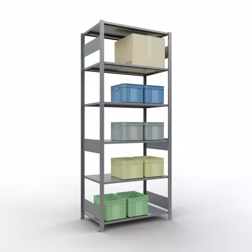 Productafbeelding nr. 14 van het artikel basisplank, legbord, insteeksysteem MULTIplus85, 2500 x 1000 x 600 mm (HxBxD), 6 legborden, lengtestangen, verzinkt Figuur nr. 14 van het artikel basisrek, legplank-insteeksysteem MULTIplus85, 2500 x 1000 x 600 mm, 6 legborden, verzinkt uit de productgroep insteeksysteem van het merk Schulte Lagertechnik.