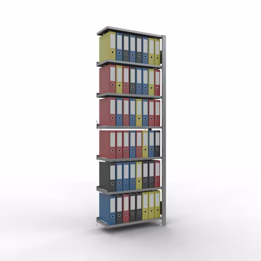 Figuur nr. 12 van het artikel aanbouwrekken, kantoorrekken, insteeksysteem MULTIplus85, 2300 x 750 x 300 mm, 7 legborden, kruisschoor, verzinkt, met aanslagbeugel uit de productgroep kantoorrekken van Schulte Lagertechnik.