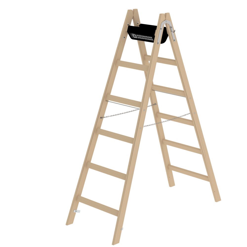 Munk houten trap met sporten uit de categorie trapladders, artikelnummer 033212