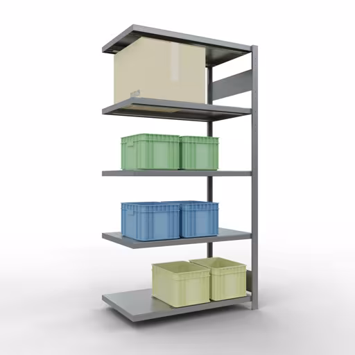 Productafbeelding nr. 15 van het artikel Aanbouwrekken, legbordstellingen, insteeksysteem MULTIplus250, 2000 x 1000 x 600 mm (HxBxD), 5 legborden, lengtestangen, verzinkt Afbeelding nr. 15 van het artikel aanbouwrekken, legbordstellingen, insteeksysteem MULTIplus250, 2000 x 1000 x 600 mm, 5 legborden, lengtestangen, verzinkt uit de productgroep insteeksysteem van Schulte Lagertechnik