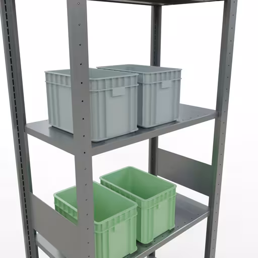 Basisplank, legplank, insteeksysteem MULTIplus150, 3000 x 750 x 400 mm (HxBxD), 7 legborden, lengtestangen, verzinkt uit de categorie basisplanken met de GTIN 4004514280060 Basisplank, legbord, insteeksysteem MULTIplus150, 3000 x 750 x 400 mm, 7 legborden, verzinkt van het merk Schulte Lagertechnik uit het assortiment insteeksysteem